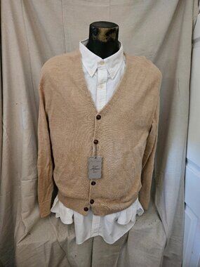 Men's 100% Alpaca Wool Cardigan Sweater Daniel Cremieux Signature Collection XL